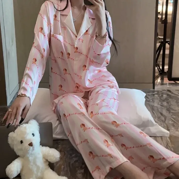 Adorable Dachshund Print Cooling Pajama Set for Women