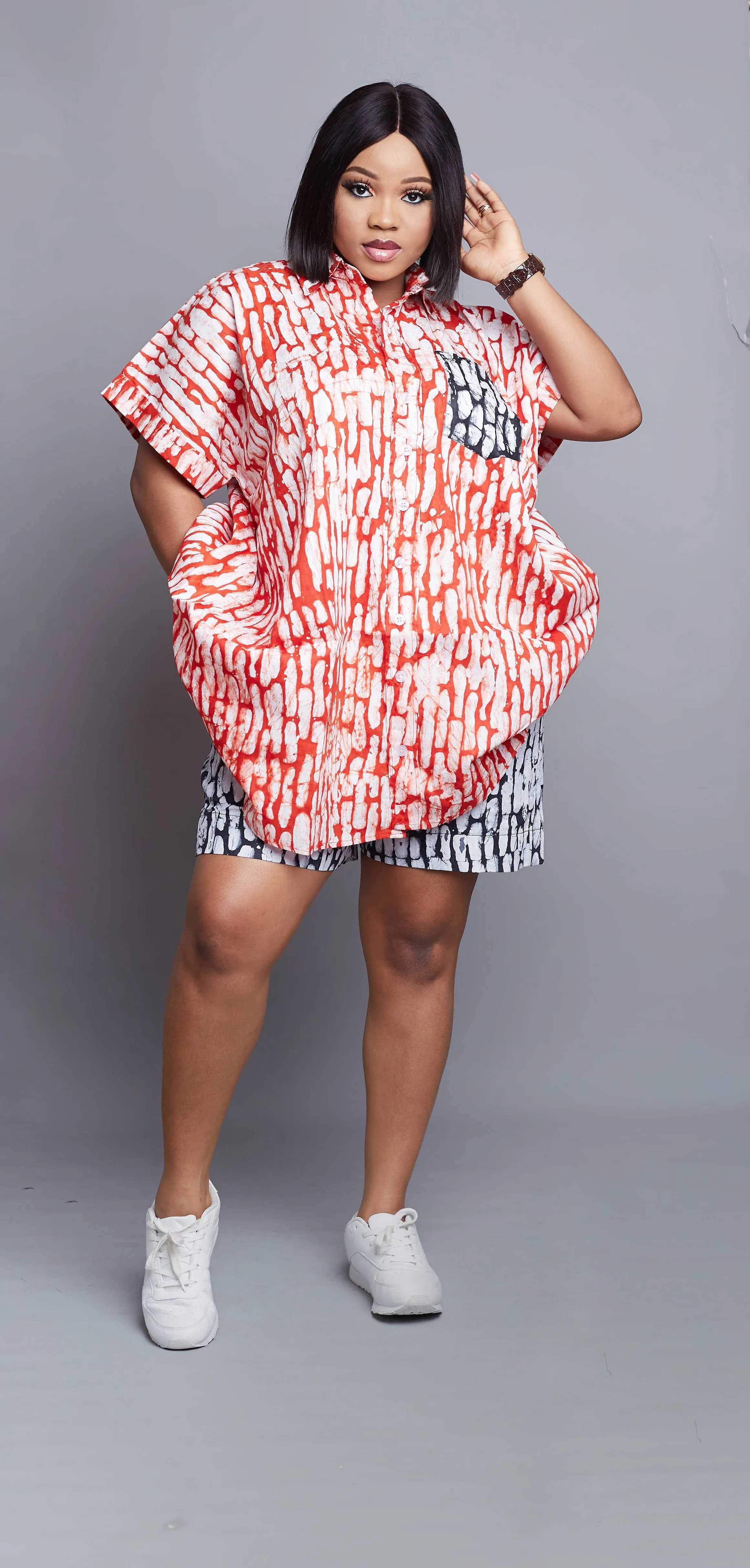 Amaka 2print Adire shirt & shorts