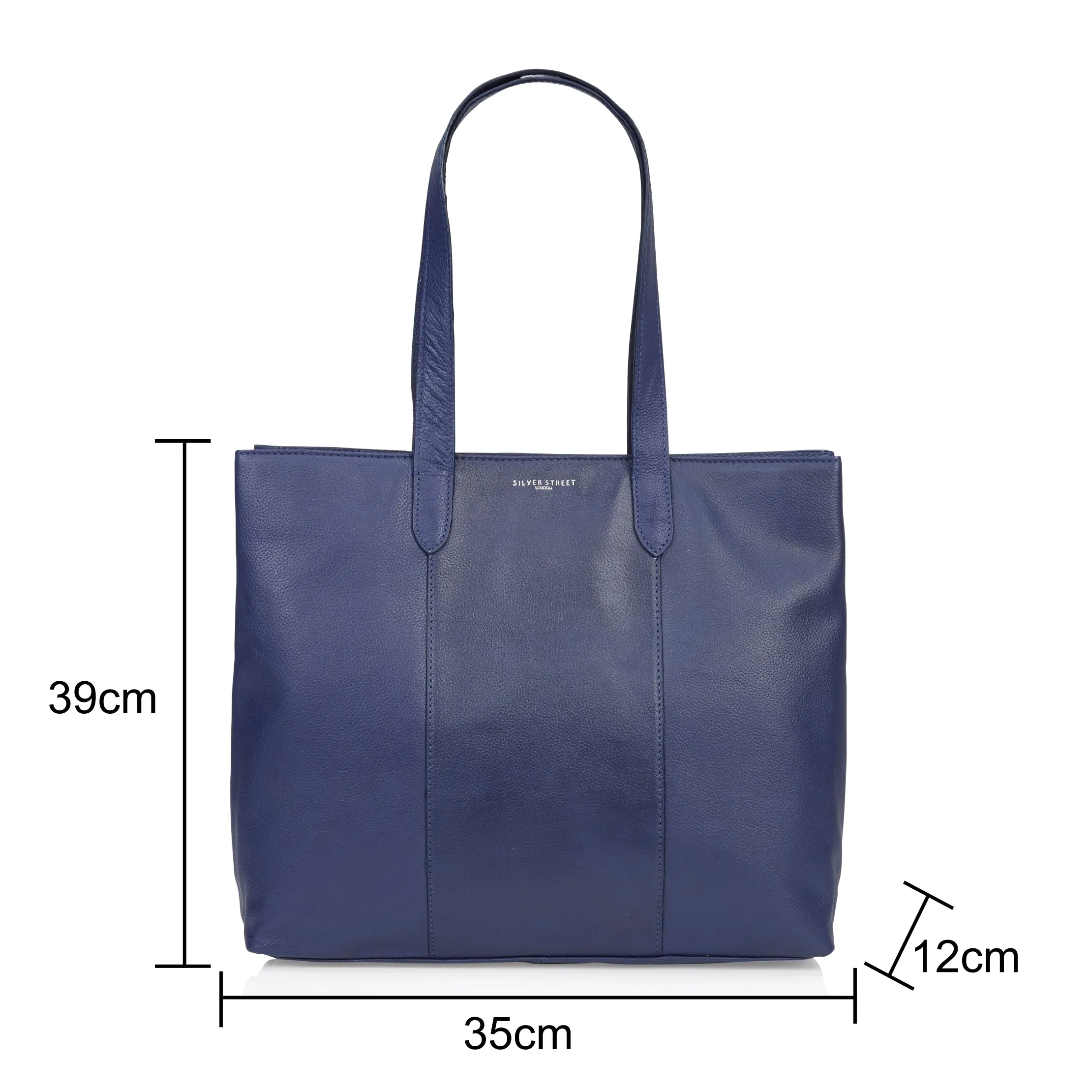 Amber Leather Tote Bag - Navy