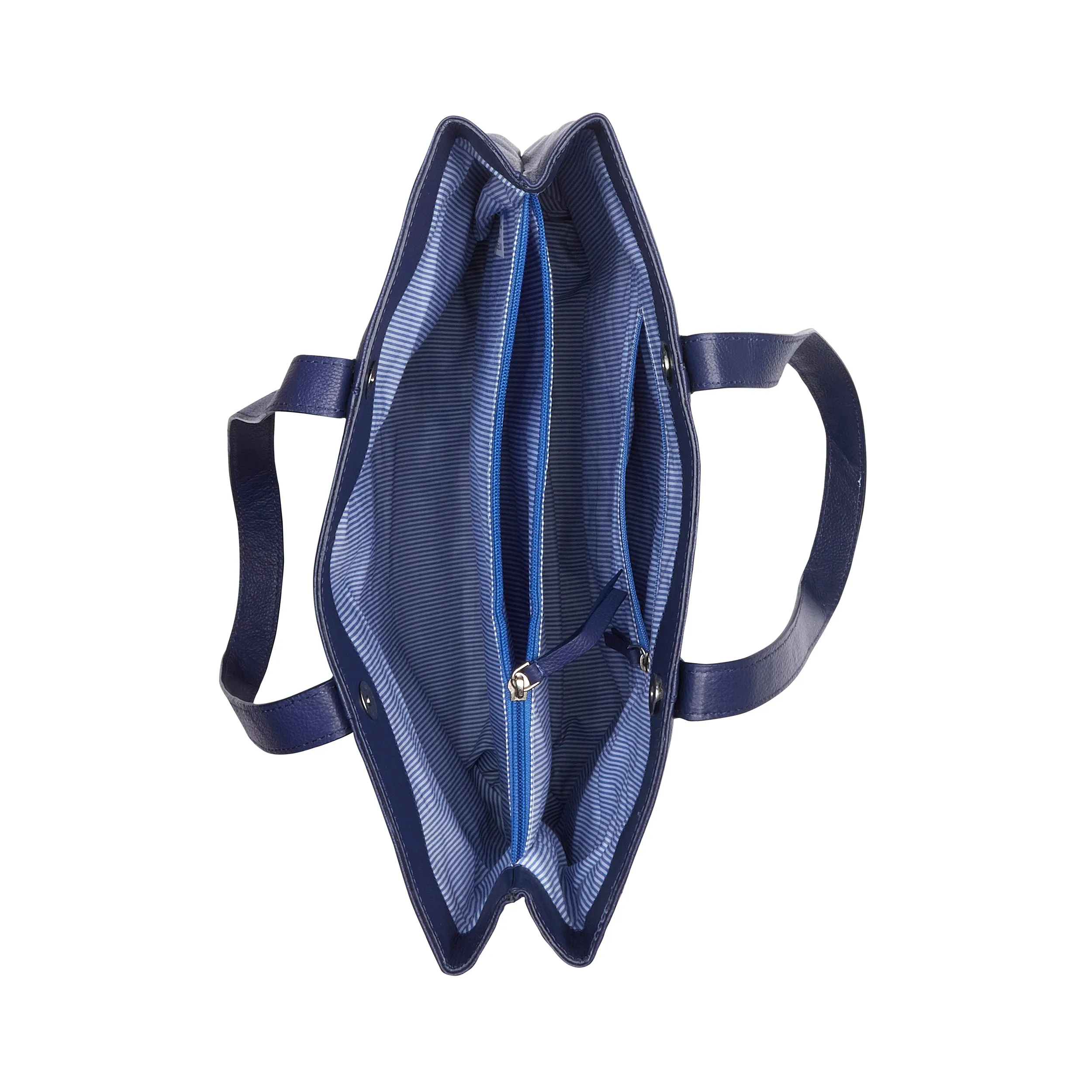 Amber Leather Tote Bag - Navy