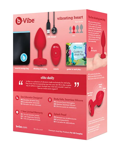 b-Vibe Vibrating Heart Plug - M/L - Red