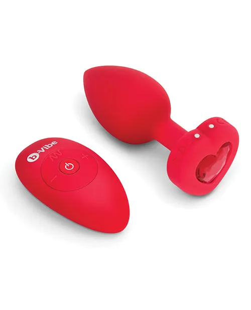 b-Vibe Vibrating Heart Plug - M/L - Red