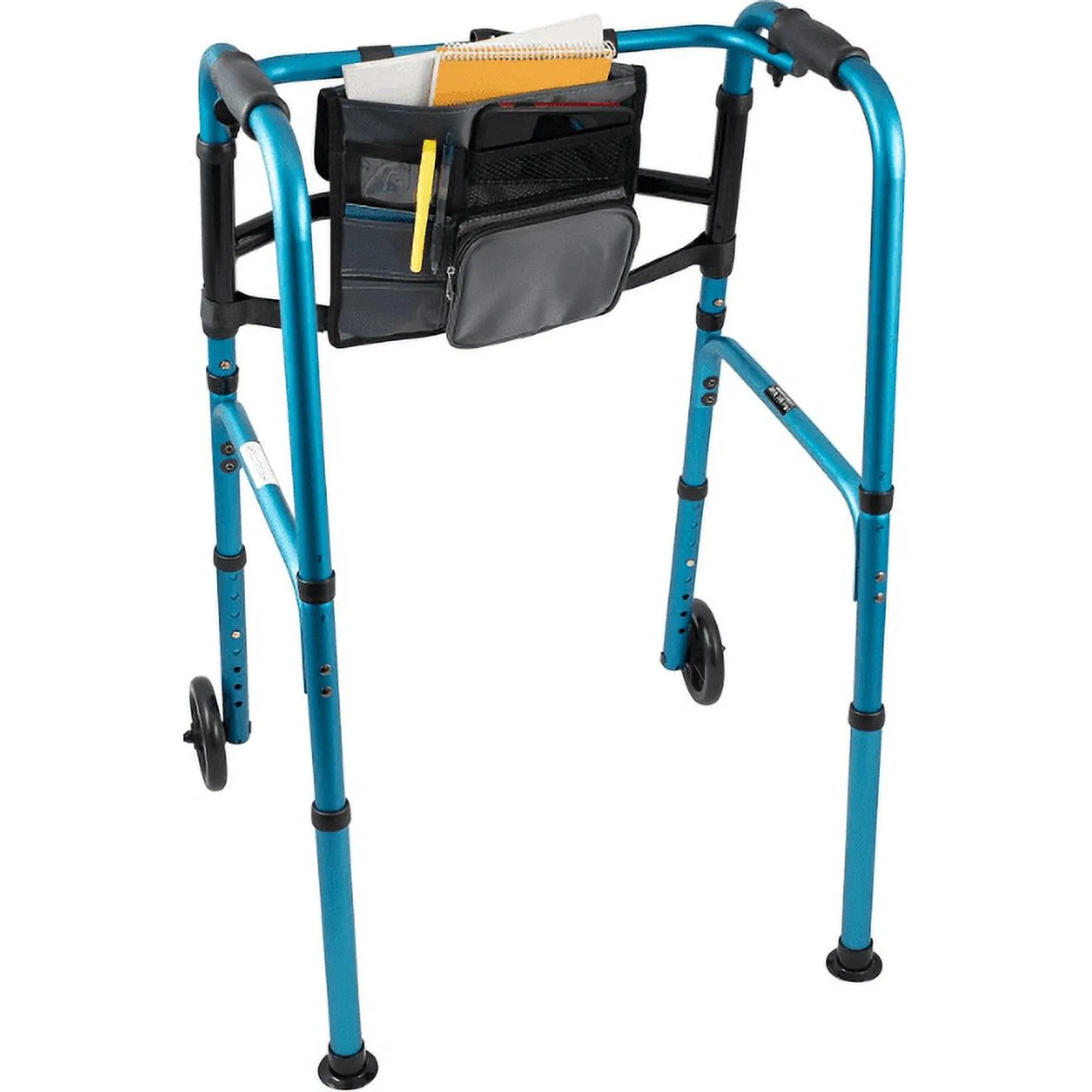 Carex  Explorer Folding Walker Blue With Wheels & Organizer