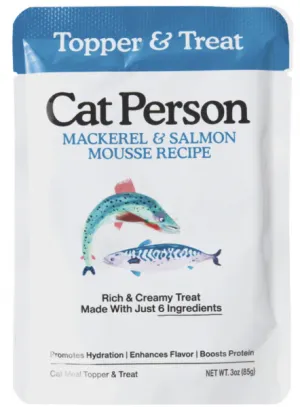 Cat Person C Pouch Topper & Treat Mackerel & Salmon Mousse 3oz