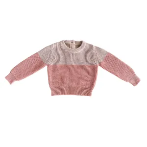 Colorblock Rose Tan Knit Sweater