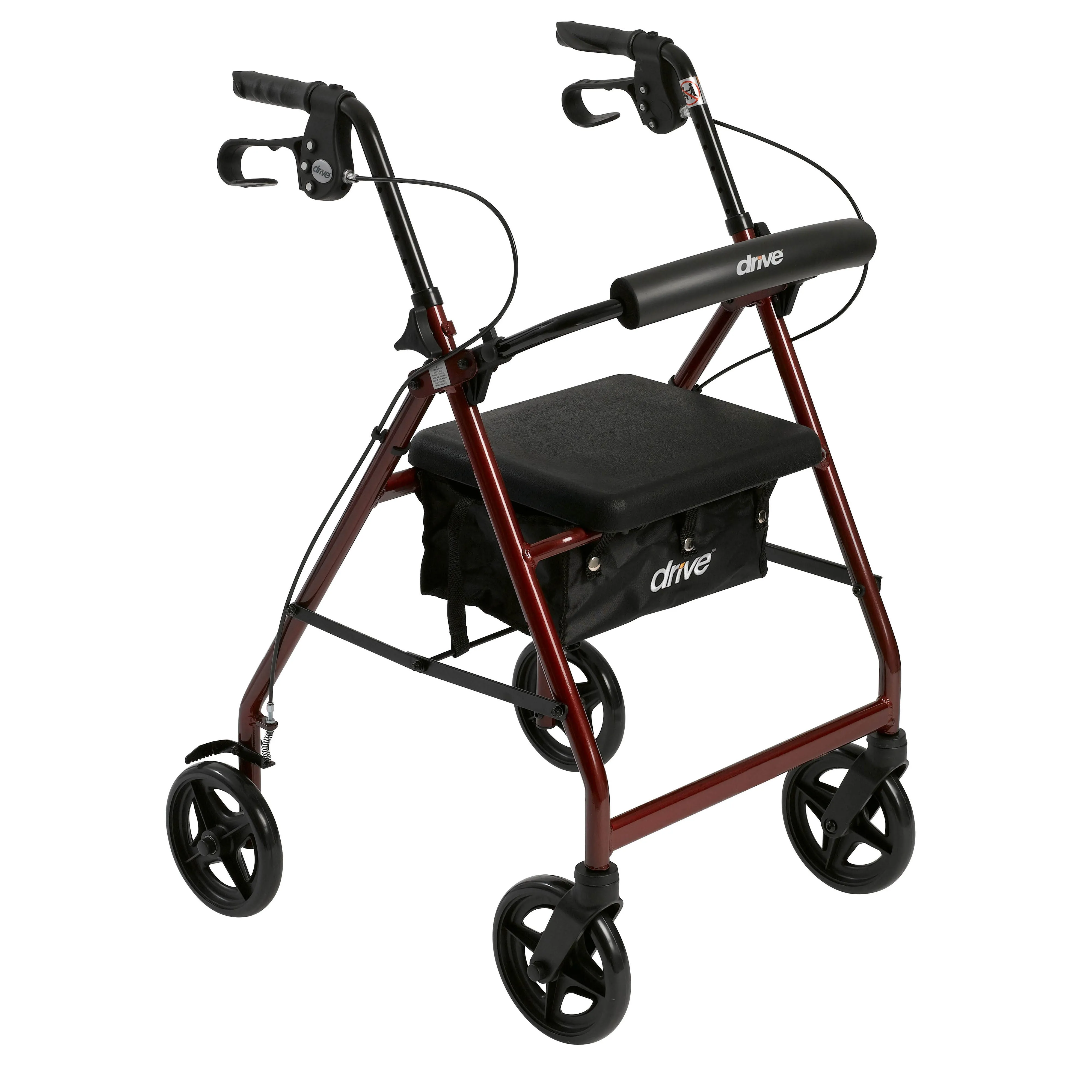 Drive Medical Aluminum Rollator Rolling Walker with Fold Up and Removable Back Support and Padded Seat