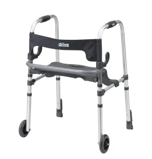 Drive Medical Clever Lite LS Walker Rollator with Seat and Push Down Brakes