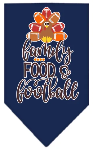 Family, Food, And Football Screen Print Bandana Navy Blue Small