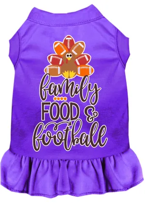 Family, Food, And Football Screen Print Dog Dress Purple Xxxl