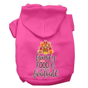 Family, Food, And Football Screen Print Dog Hoodie Bright Pink Xl