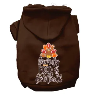 Family, Food, And Football Screen Print Dog Hoodie Brown Xl