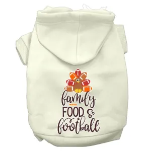 Family, Food, And Football Screen Print Dog Hoodie Cream Xs