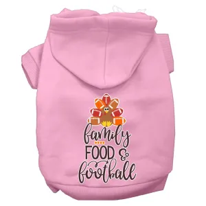 Family, Food, And Football Screen Print Dog Hoodie Light Pink M