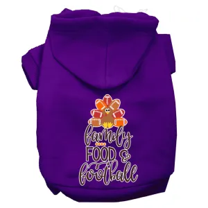 Family, Food, And Football Screen Print Dog Hoodie Purple Xl