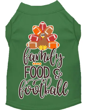 Family, Food, And Football Screen Print Dog Shirt Green Xxl