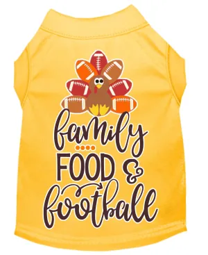 Family, Food, And Football Screen Print Dog Shirt Yellow Lg