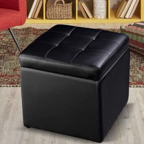 Foldable Cube Ottoman Pouffe Storage Seat