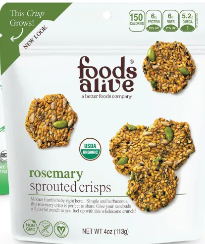 Foods Alive Organic Rosemary Sprouted Crisps 4oz.