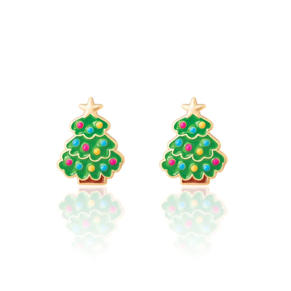 Girl Nation Christmas Stud Earrings: Happy Christmas Tree