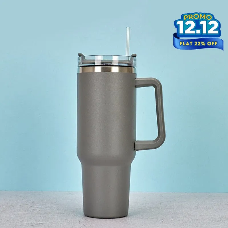 HydraMate 40oz Vacuum Tumbler with Straw - Grey