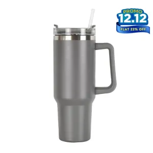 HydraMate 40oz Vacuum Tumbler with Straw - Grey