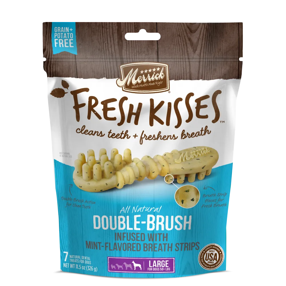 Merrick Fresh Kisses Grain Free Mint Breath Strips Large Dental Dog Treats