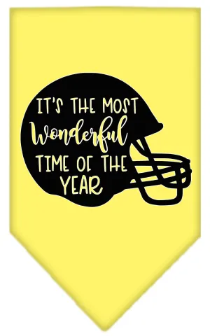 Most Wonderful Time Of The Year (football) Screen Print Bandana Yellow Large