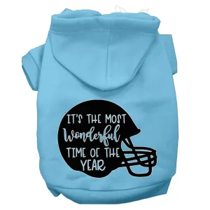 Most Wonderful Time Of The Year (football) Screen Print Dog Hoodie Baby Blue L