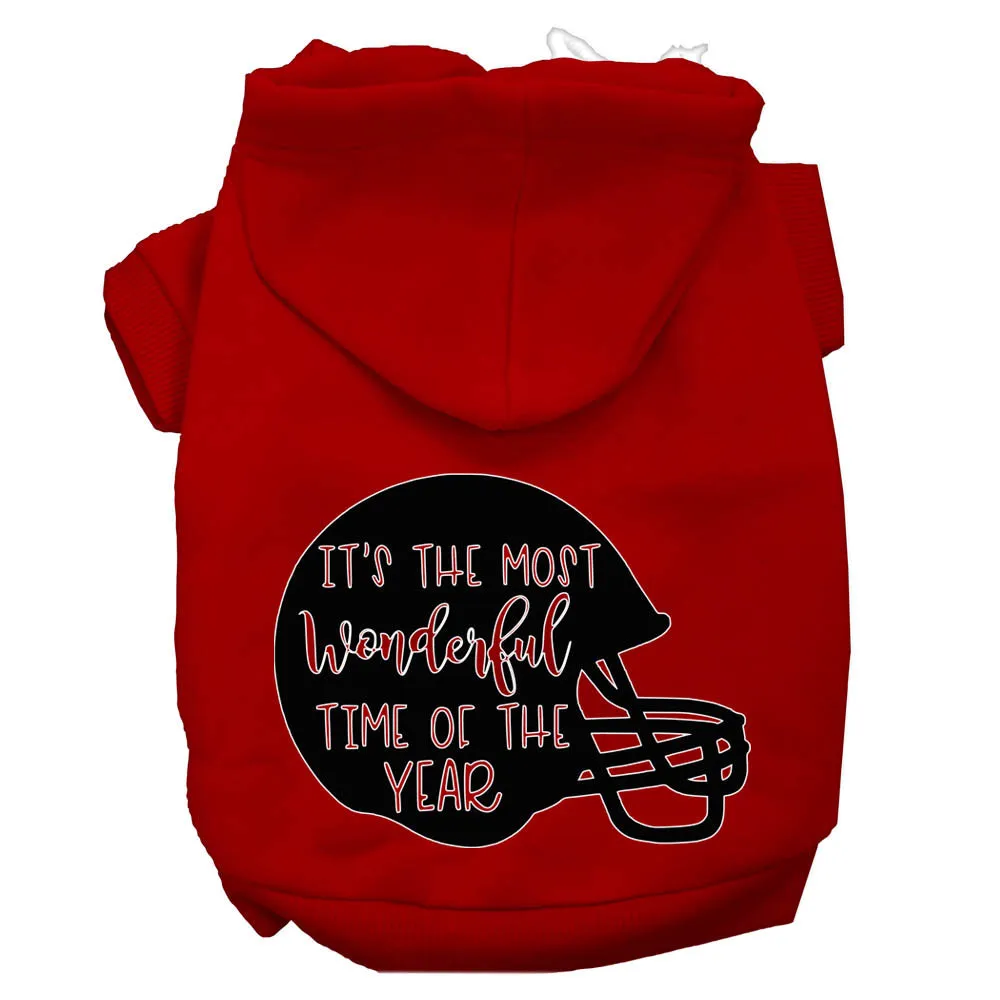 Most Wonderful Time Of The Year (football) Screen Print Dog Hoodie Red Xxl