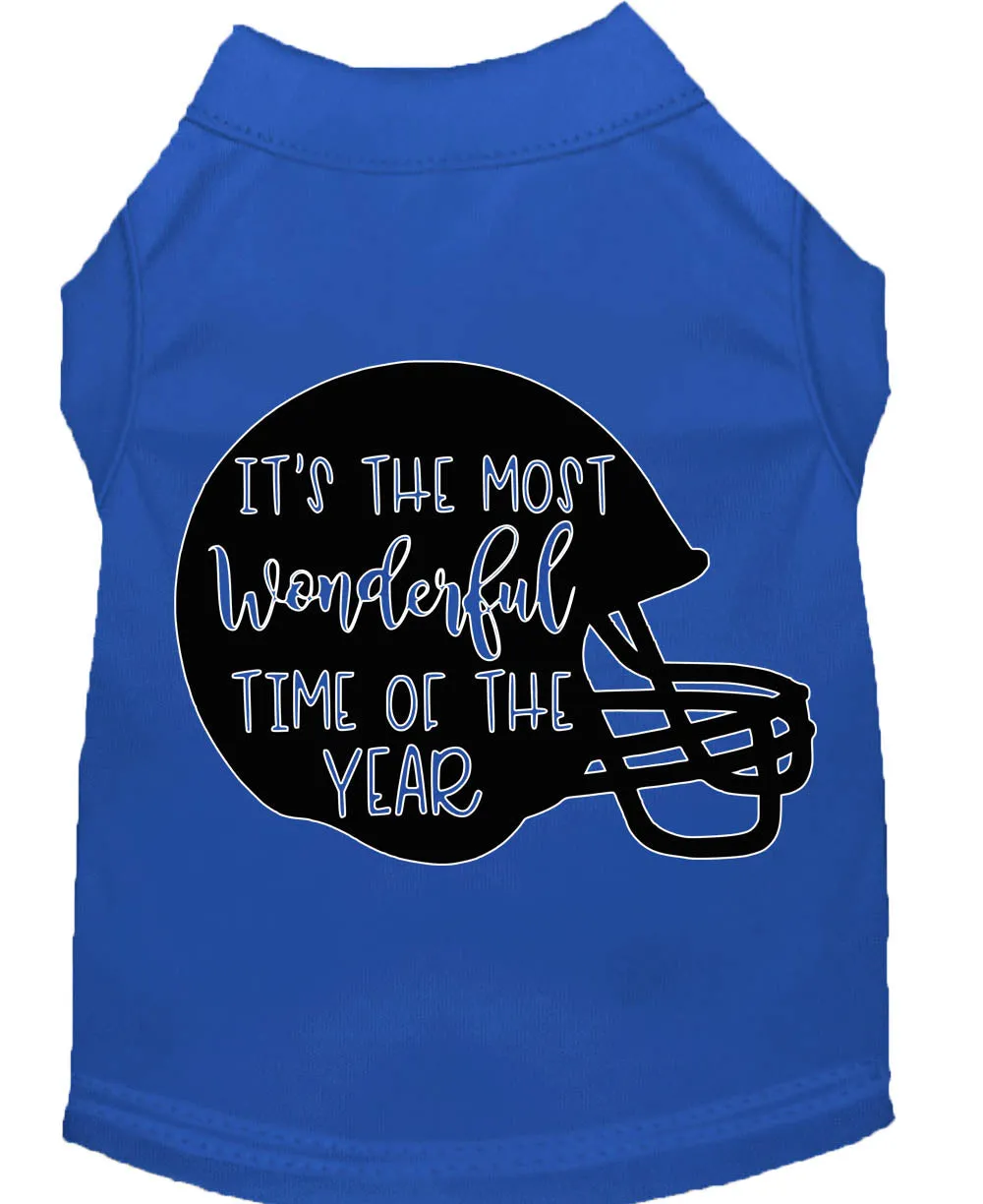 Most Wonderful Time Of The Year (football) Screen Print Dog Shirt Blue Xxxl