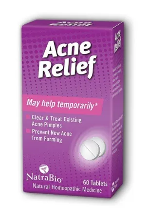 60-Count Natra-Bio Acne Relief Tablets - Fast-Acting Formula for Clear Skin