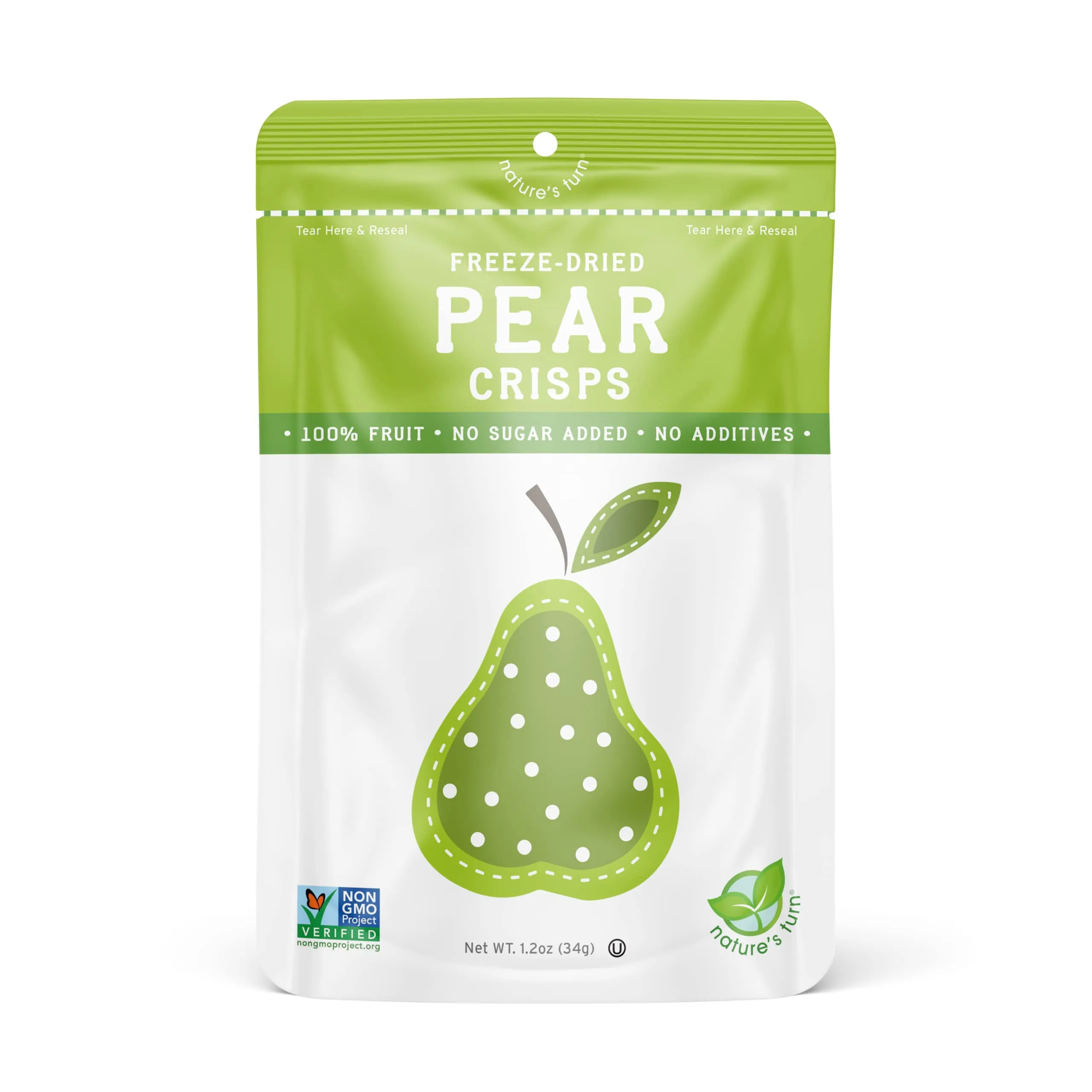 Nature’s Turn Freeze-Dried Fruit Snacks, Pear Crisps - Pack of 6 (1.2 oz Each)