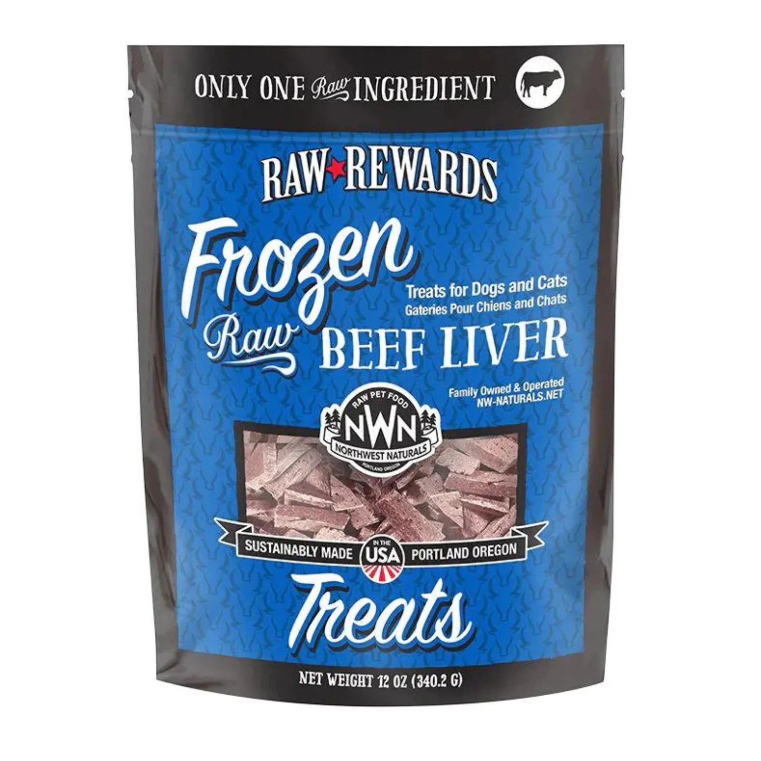 Northwest Naturals Raw Frozen Beef Liver Dog and Cat Treats 12 oz