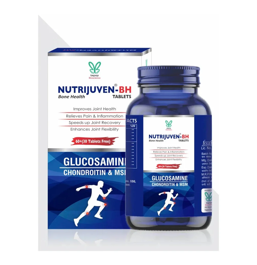 Nutrijuven I BH Bone Health I Combination of Divine Herbs & Modern Science I Glucosamine I Chondroitin & MSN  I Relieves Pain I Inflammation I Speed up joint Recovery I Enhances joint Flexibility I 60  (30 Tablets Free)