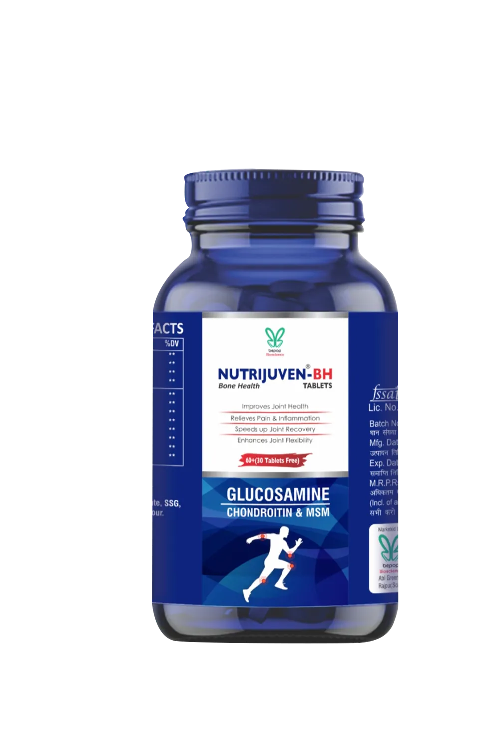 Nutrijuven I BH Bone Health I Combination of Divine Herbs & Modern Science I Glucosamine I Chondroitin & MSN  I Relieves Pain I Inflammation I Speed up joint Recovery I Enhances joint Flexibility I 60  (30 Tablets Free)