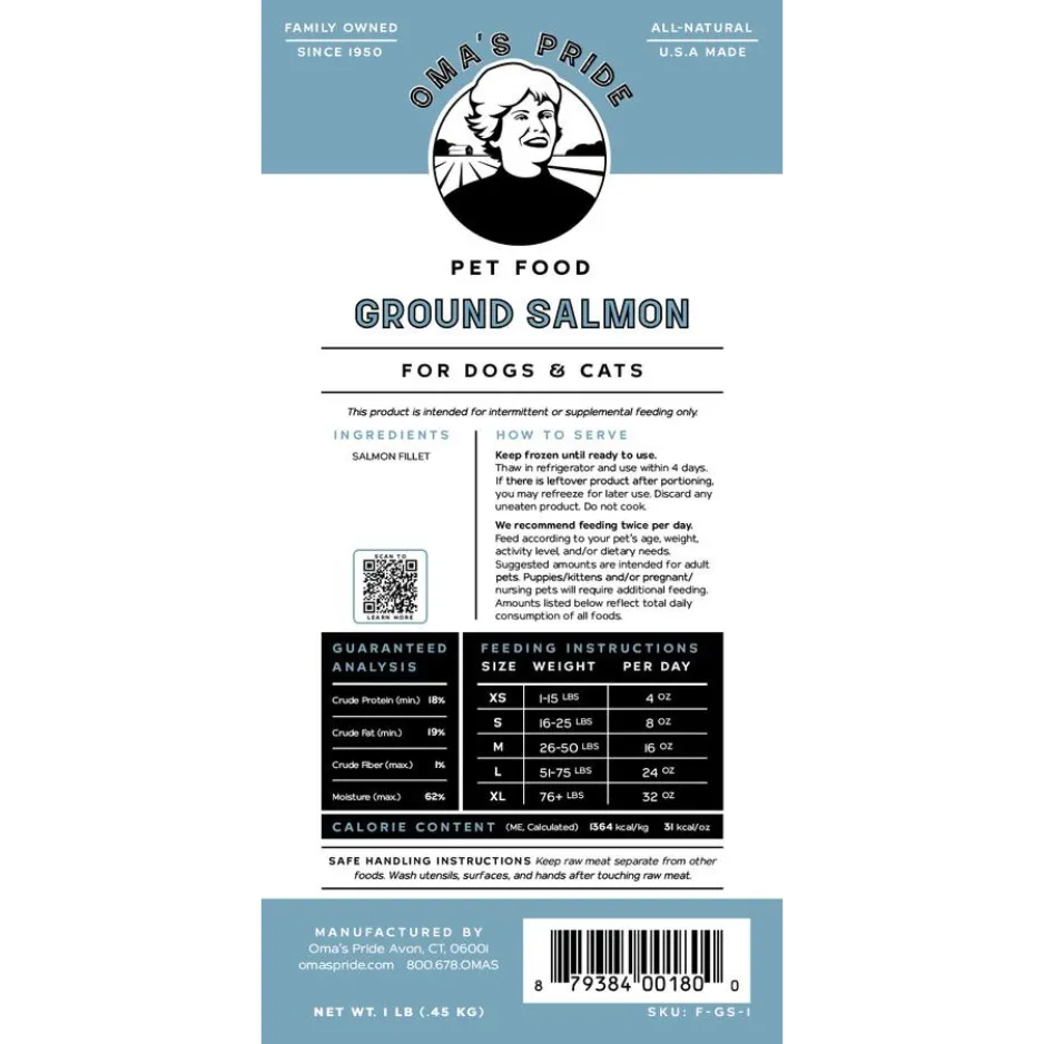 Oma's Pride Ground Salmon Raw Frozen Dog & Cat Food