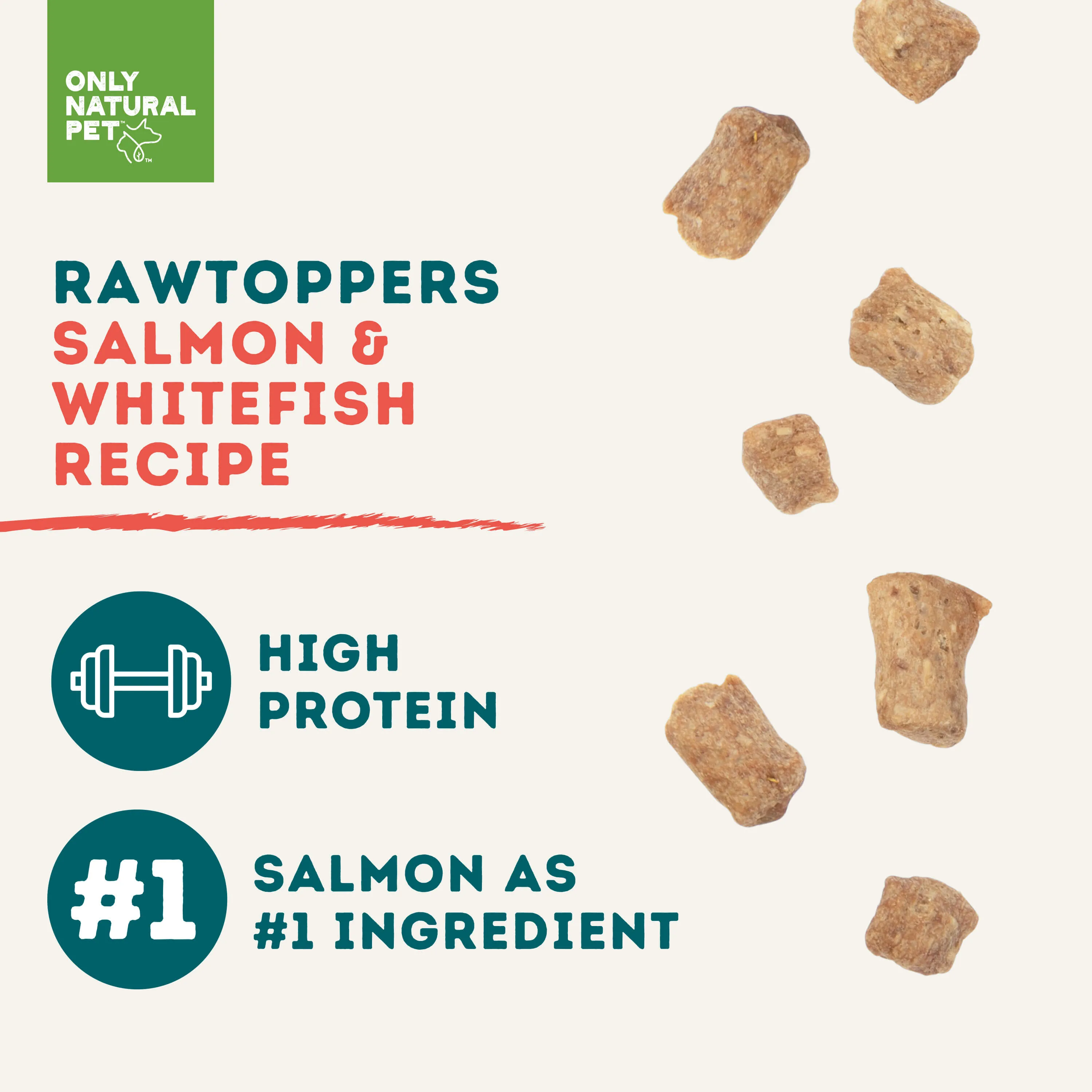 Only Natural Pet Raw Toppers Freeze-Dried Salmon & Whitefish Recipe Meal Topper for Dogs