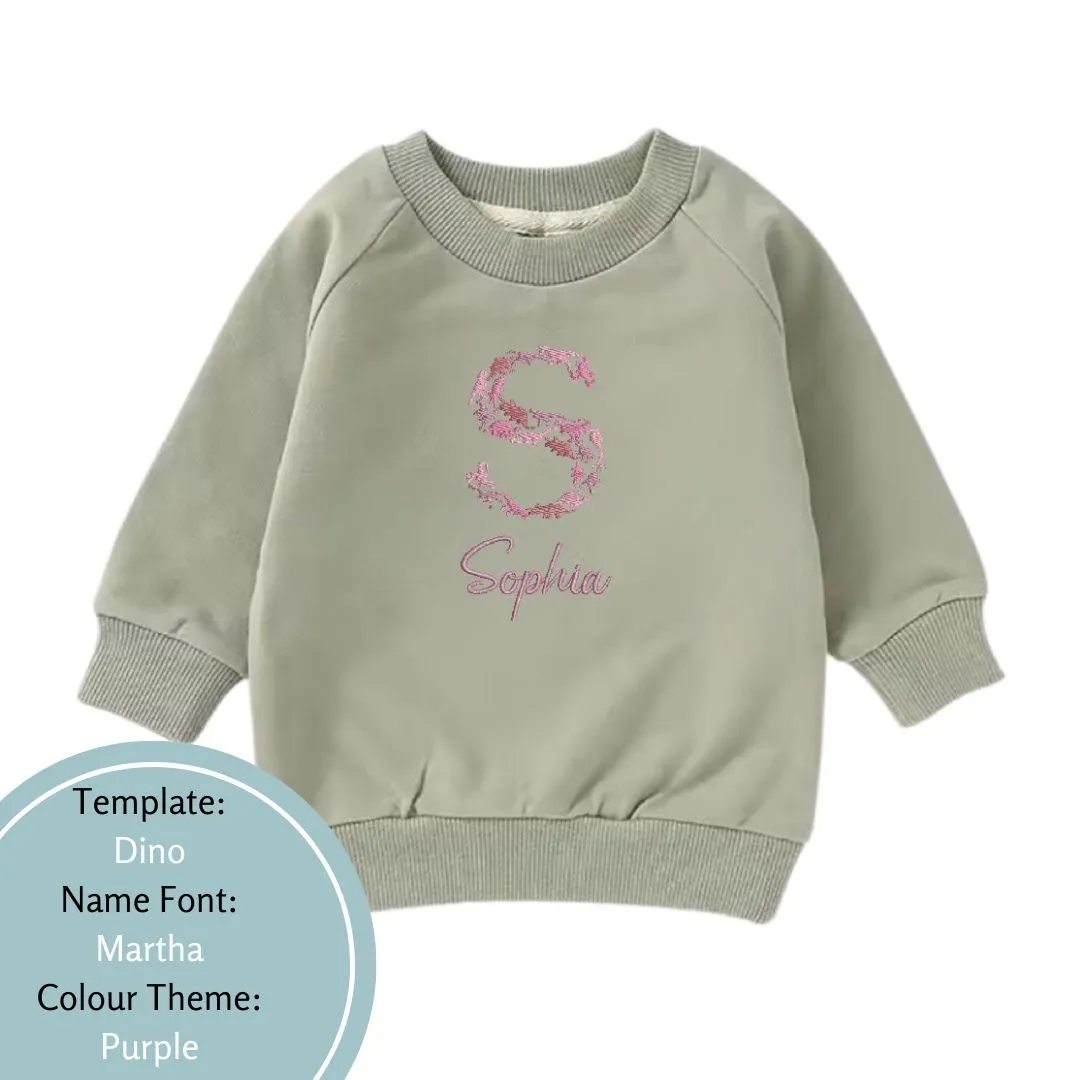 Personalised Dinosaur Design Baby and Toddler Crewnecks