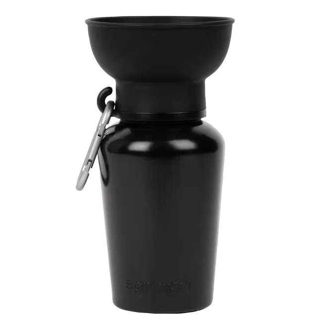 Springer Flip Travel Dog Water Bottle - Black