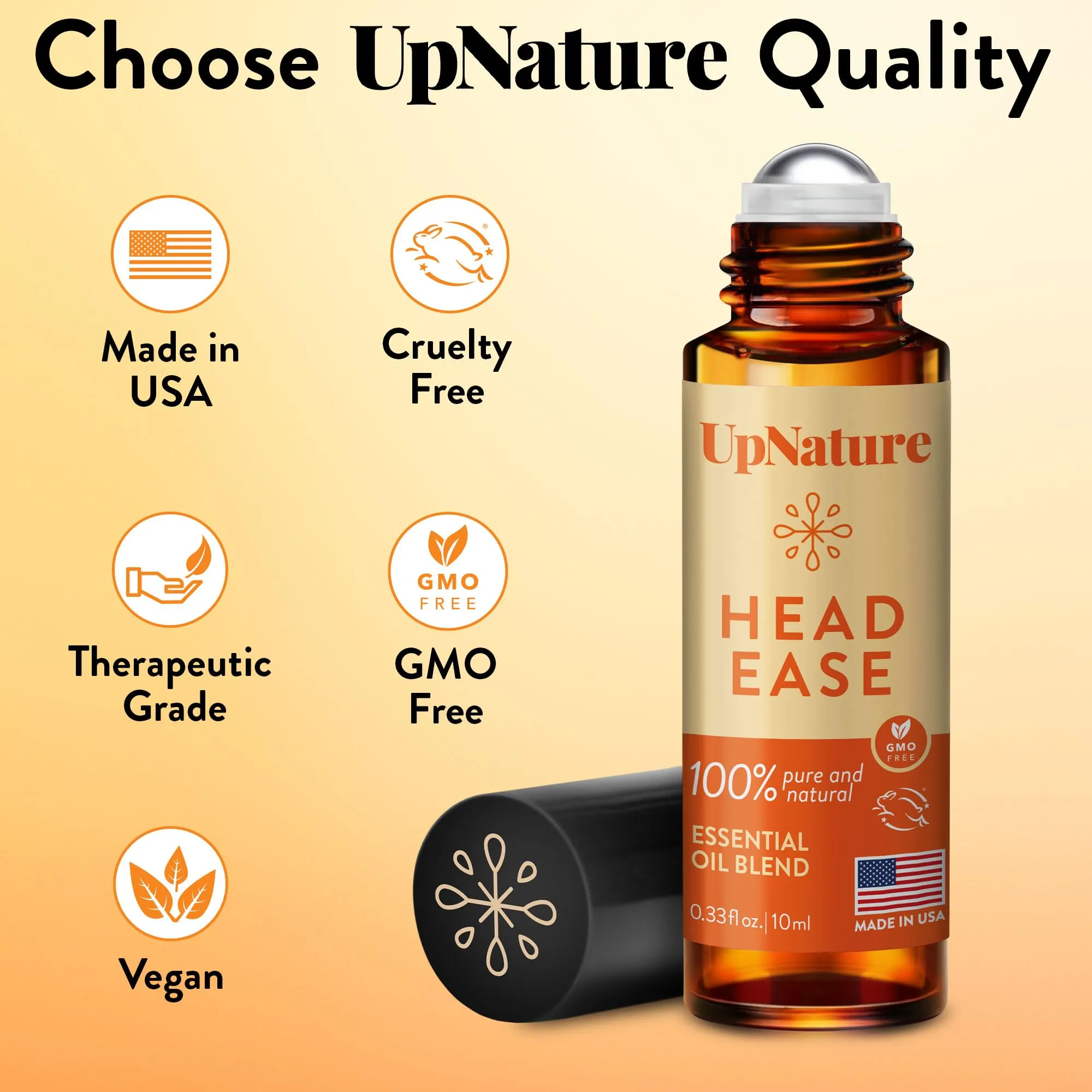 UpNature Head Ease Essential Oil Roll On Blend   Migraine Head Tension Relief with Instant Cooling Effect   Nurse Accessories for Work