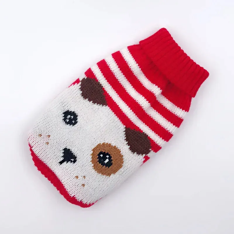 Warm Pet Winter Sweater Cartoon Print Clothing Knitting Coat for Small Pets