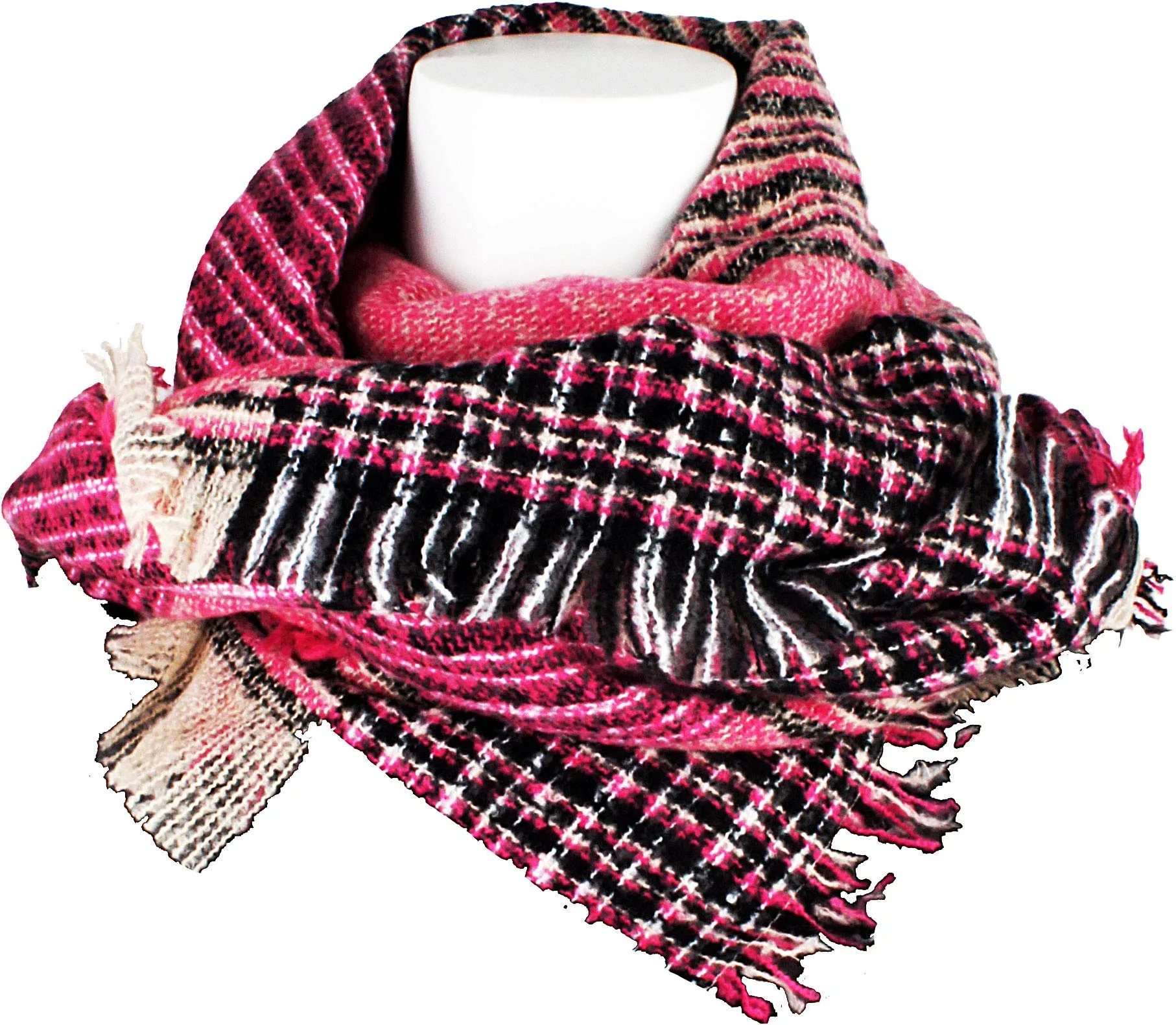 Women's Plaid Blanket Winter Scarf Warm Wrap Oversized Shawl Cape