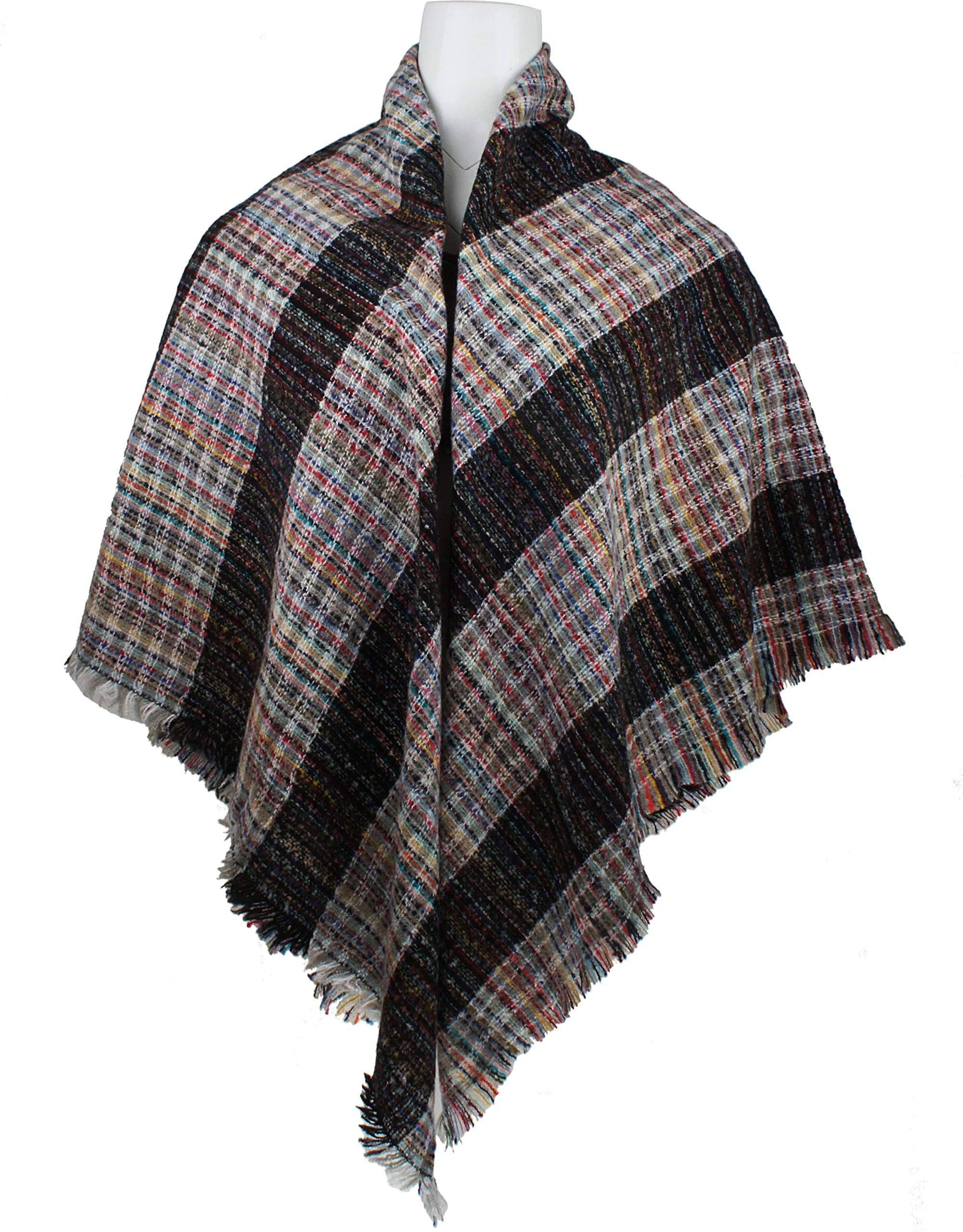 Women's Plaid Blanket Winter Scarf Warm Wrap Oversized Shawl Cape