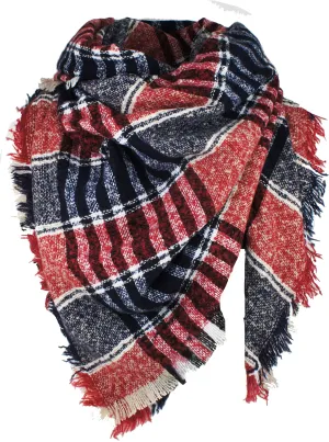 Women's Plaid Blanket Winter Scarf Warm Wrap Oversized Shawl Cape