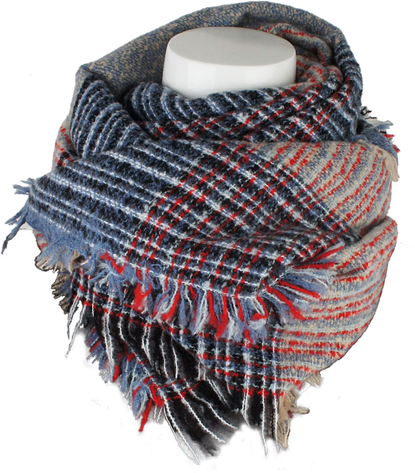 Women's Plaid Blanket Winter Scarf Warm Wrap Oversized Shawl Cape