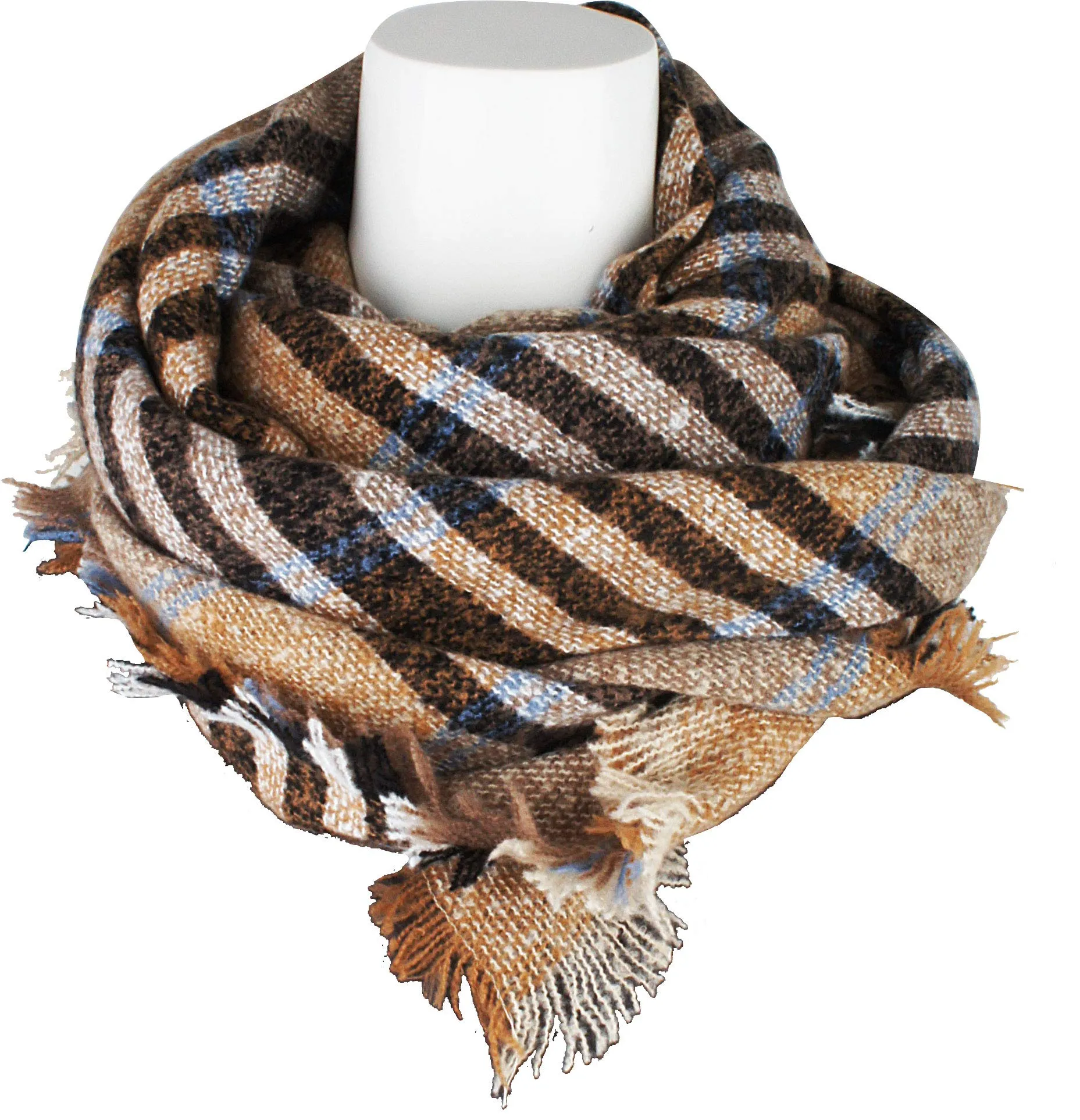 Women's Plaid Blanket Winter Scarf Warm Wrap Oversized Shawl Cape