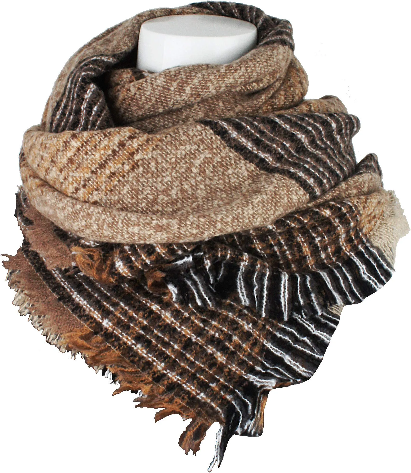 Women's Plaid Blanket Winter Scarf Warm Wrap Oversized Shawl Cape