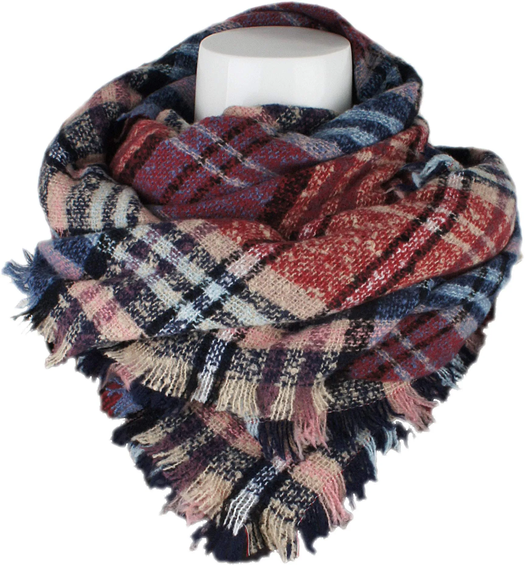 Women's Plaid Blanket Winter Scarf Warm Wrap Oversized Shawl Cape