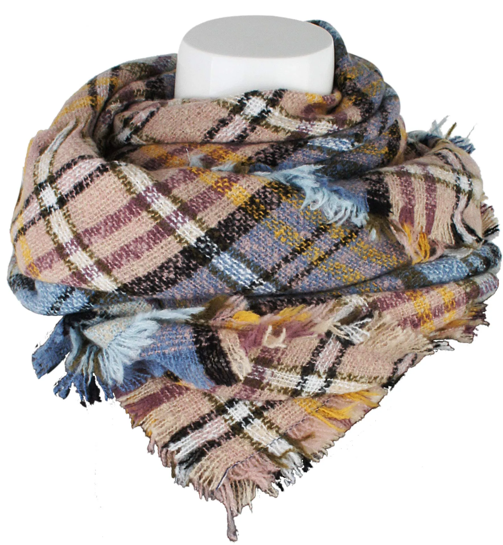 Women's Plaid Blanket Winter Scarf Warm Wrap Oversized Shawl Cape