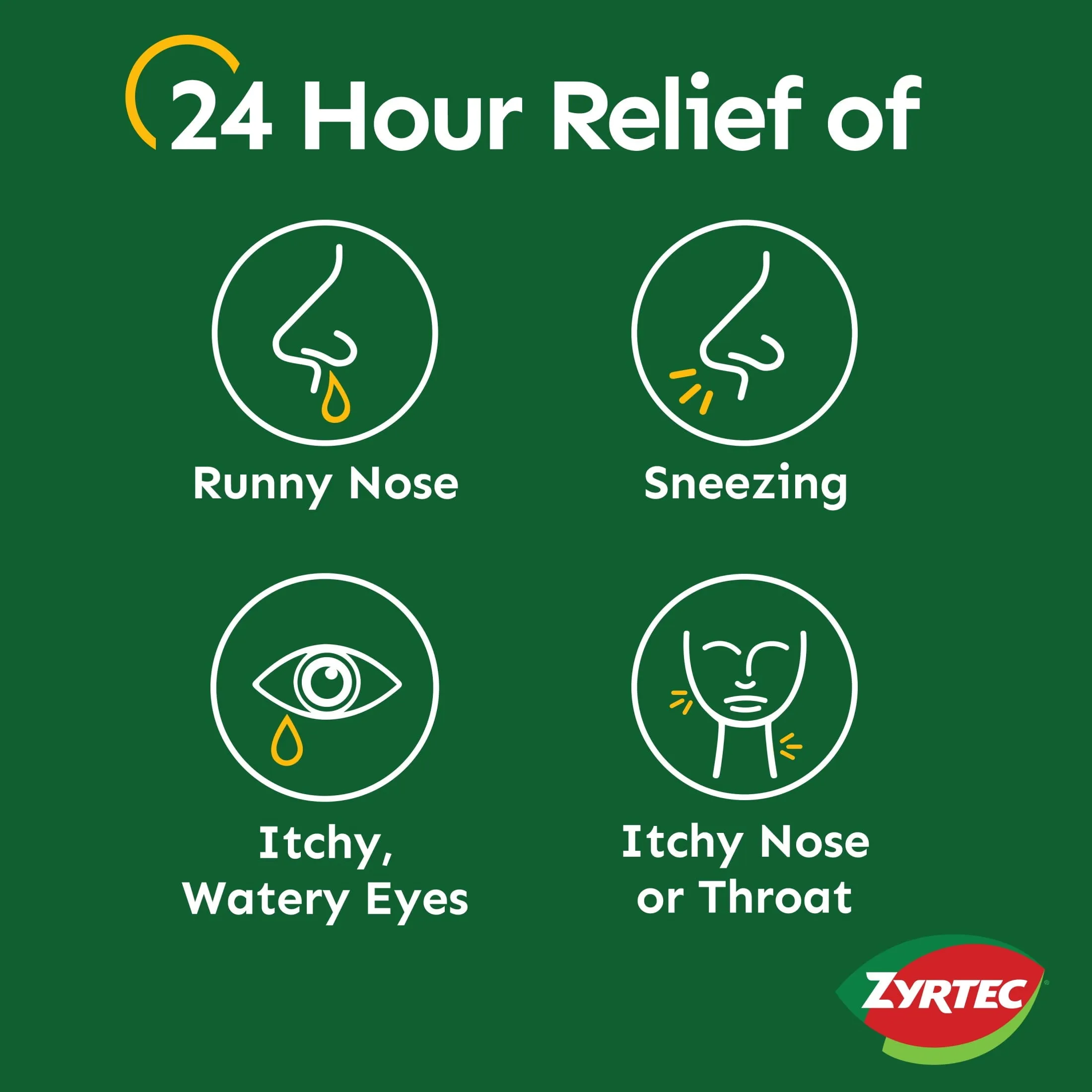 Zyrtec 24 Hour Allergy Relief Tablets with 10 mg Cetirizine HCl, 90Ct